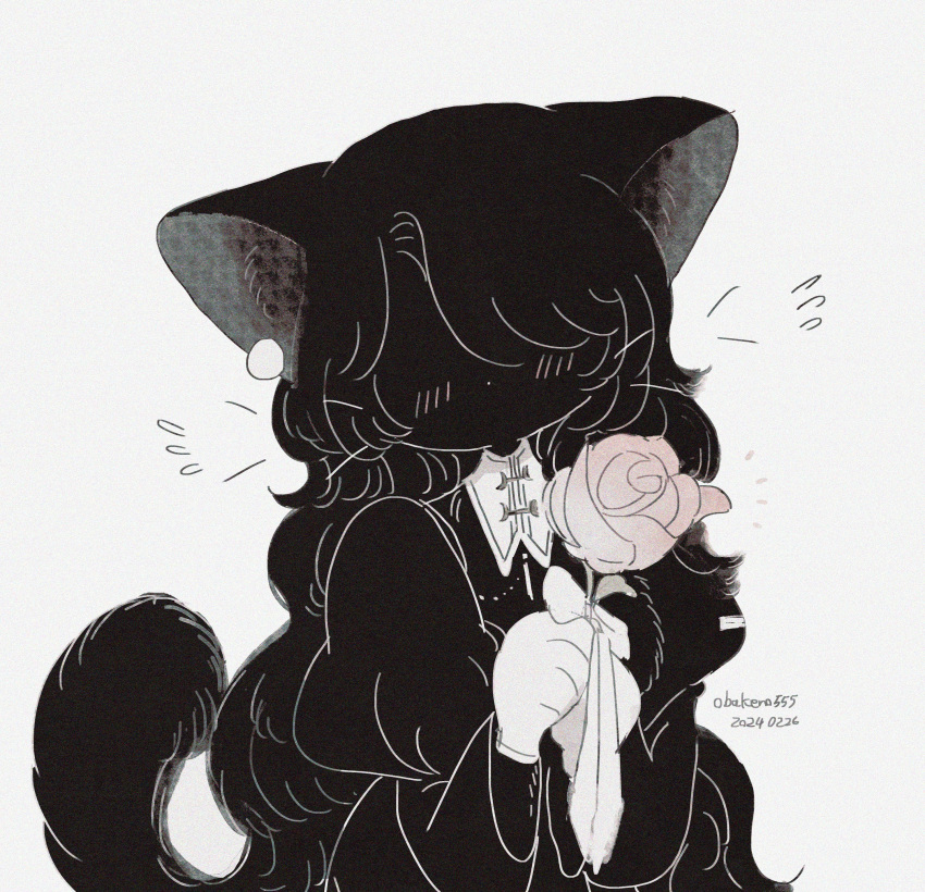 1girl, absurdres, animal_ears, animal_hands, annei_(obakeno555), artist_name, black_fur, black_hair