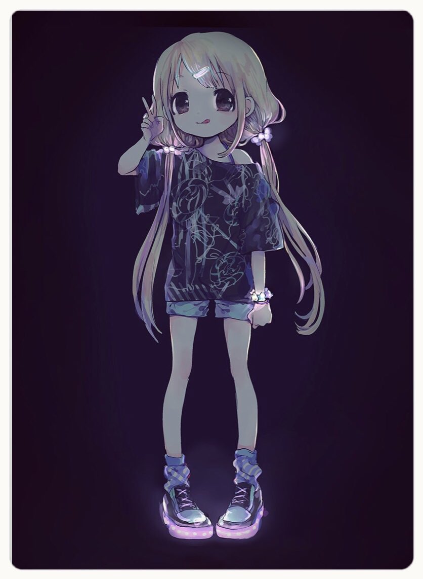 1girl, :q, blonde_hair, bracelet, brown_eyes, comeco, dark, full_body