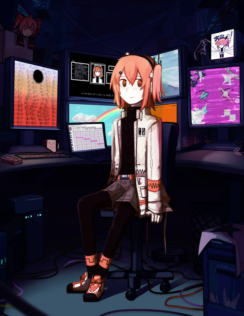 1girl, a.i._voice, absurdres, adachi_rei, adachi_rei_(avogado6), arms_at_sides, belt, black_pantyhose