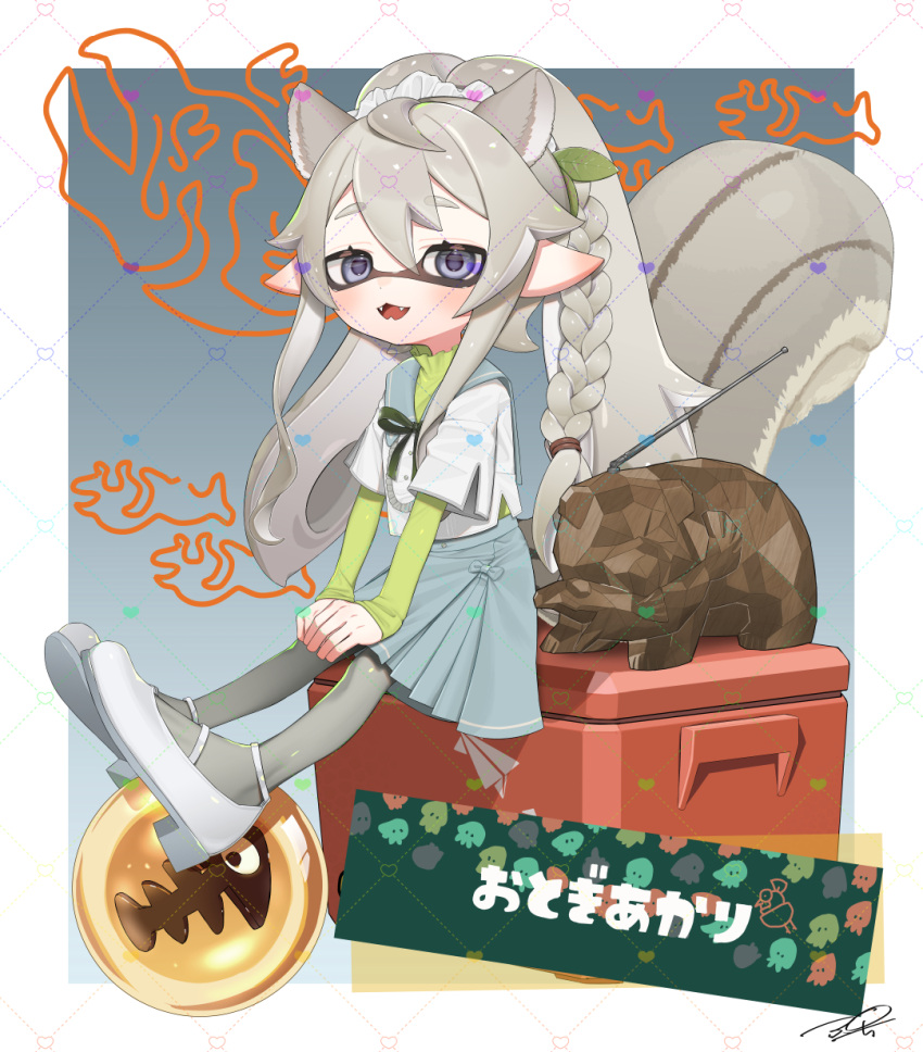1girl, animal_ear_fluff, animal_ears, border, braid, commentary, commission, eyelashes