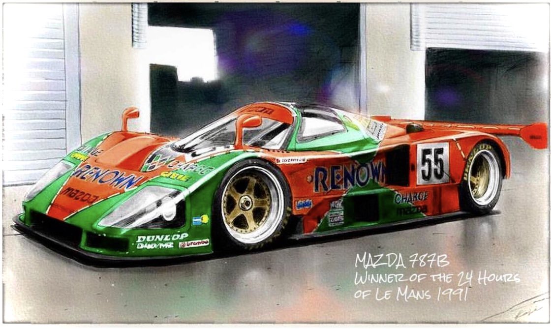 border, brembo, car, circuit_de_la_sarthe, dunlop, from_side, garage, kondo_koji_(kojikon)