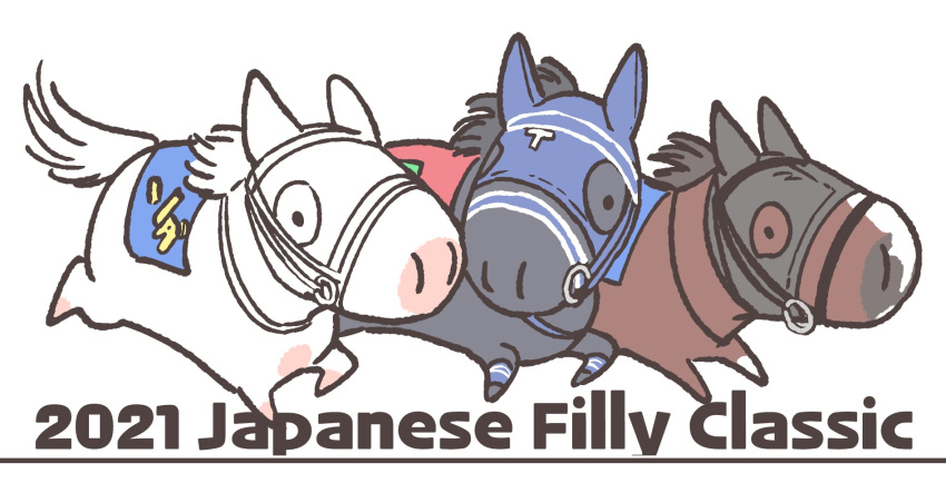 akaitorino_musume_(racehorse), animal_focus, bridle, chibi, commentary_request, english_text, highres, hood