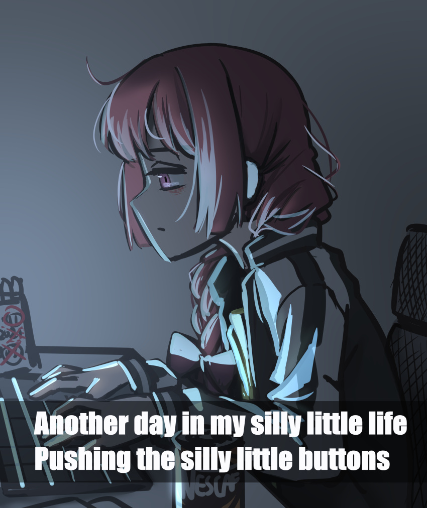 1girl, :|, absurdres, black_jacket, bocchi_the_rock!, bow, braid, calendar_(object)