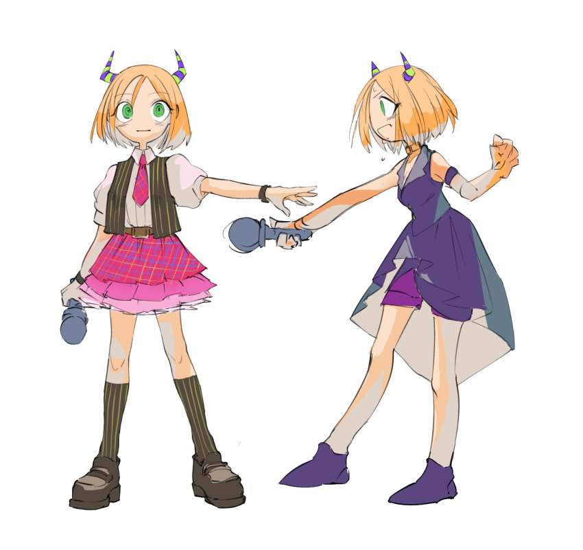 1girl, alternate_costume, amayadori-tei, boku_to_maou, closed_mouth, dress, full_body, green_eyes