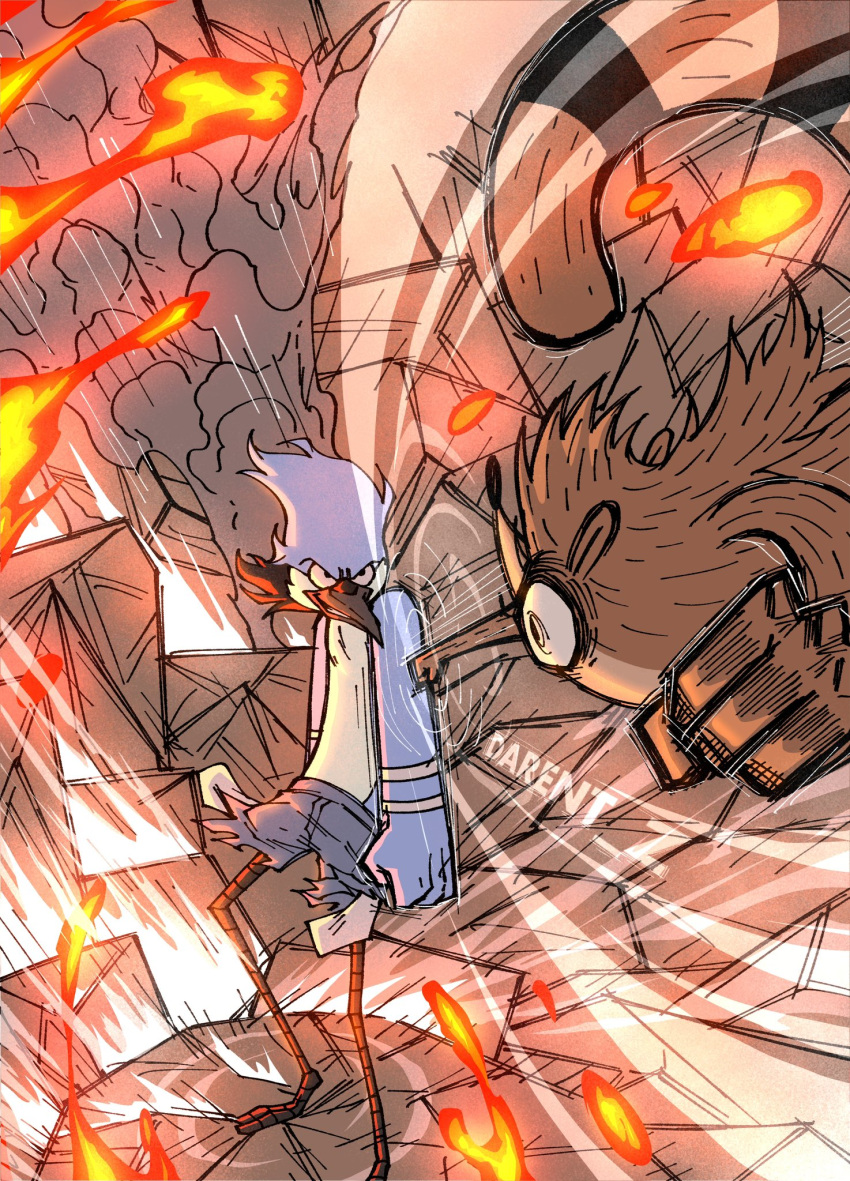 2boys, artist_name, blue_fur, clenched_hand, commentary, darent_z, english_commentary, fighting_stance