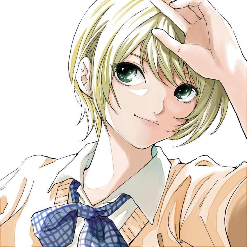 1girl, black872233196, blonde_hair, green_eyes, hair_between_eyes, highres, ichigo_100_percent, nishino_tsukasa