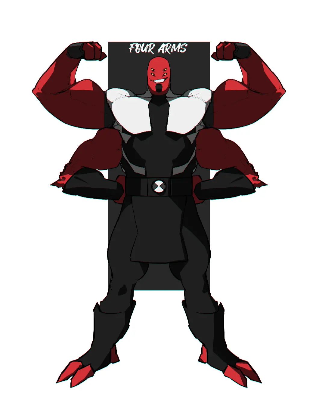 1boy, alien, alternate_design, bald, ben_10, biceps, colored_skin, double_biceps_pose