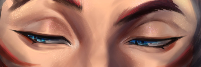1boy, blue_eyes, close-up, eye_focus, eye_reflection, eyelashes, highres, league_of_legends, looking_to_the_side, monkae_(m0nkaeee), rakan_(league_of_legends), redhead, reflection, solo