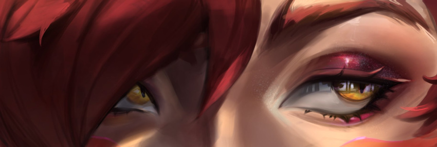 1girl, close-up, eye_focus, eye_reflection, eyelashes, eyeliner, highres, league_of_legends