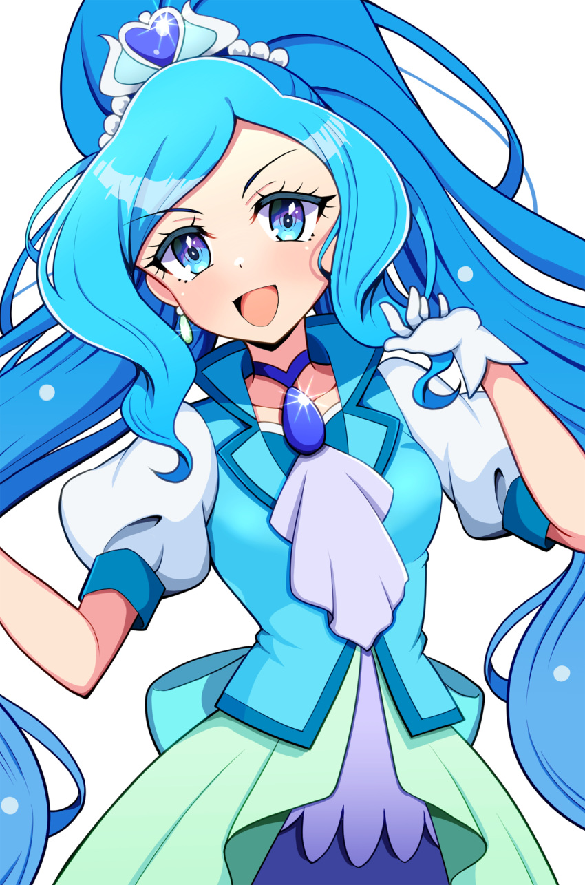 1girl, ascot, back_bow, blue_ascot, blue_bow, blue_choker, blue_eyes, blue_hair