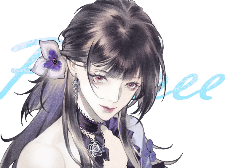 1girl, absurdres, black_hair, blunt_bangs, chinese_commentary, choker, colored_inner_hair, commentary