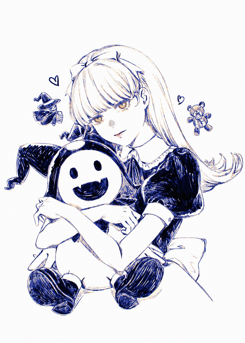 1girl, absurdres, alice_(megami_tensei), dress, hairband, highres, holding, holding_stuffed_toy