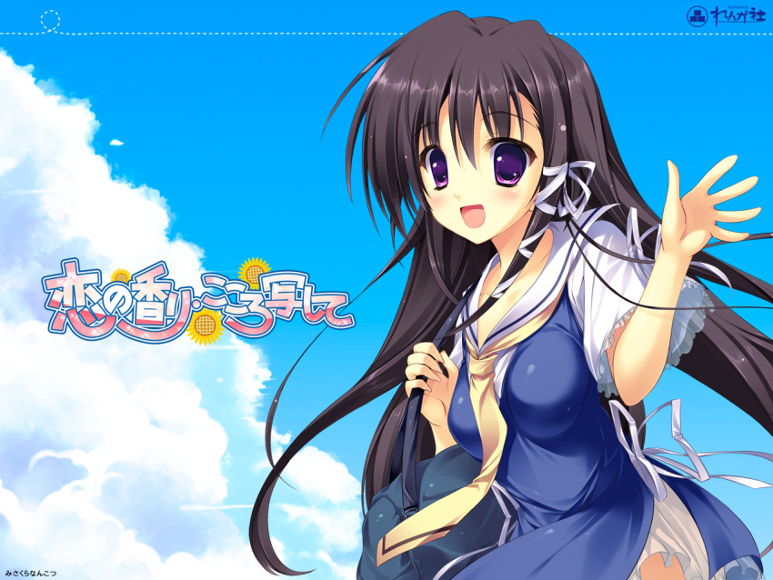 black_hair, blue_eyes, fukazawa_haduki, koi_no_kaori_kokoro_utsushite, long_hair, misakura_nankotsu, seifuku