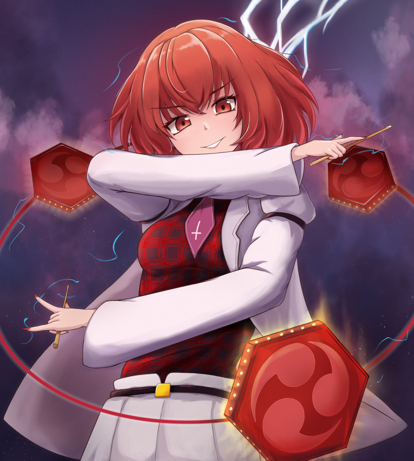 1girl, absurdres, black_shirt, clouds, drum, drumsticks, highres, horikawa_raiko