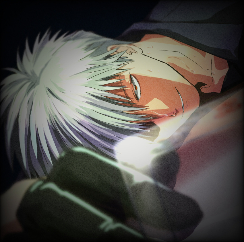 1boy, akagi:_yami_ni_oritatta_tensai, akagi_shigeru, black_background, black_gloves, collared_shirt, commentary_request, fugusashi_(fgss2089)