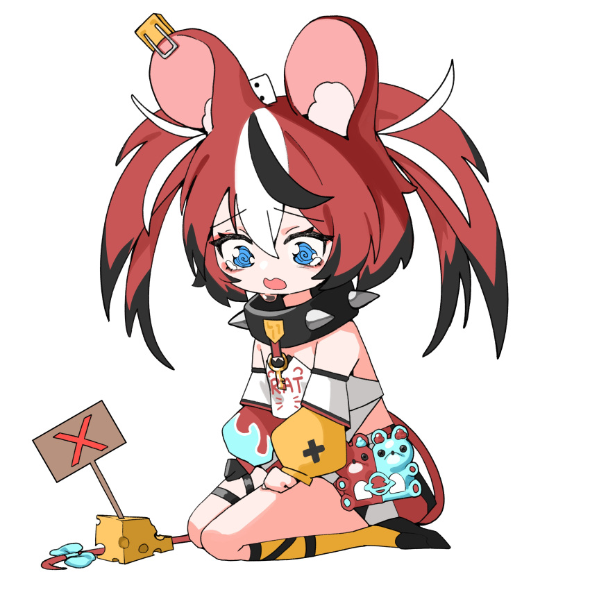 1girl, absurdres, animal_ear_fluff, animal_ears, asymmetrical_clothes, asymmetrical_legwear, asymmetrical_sleeves, bare_shoulders