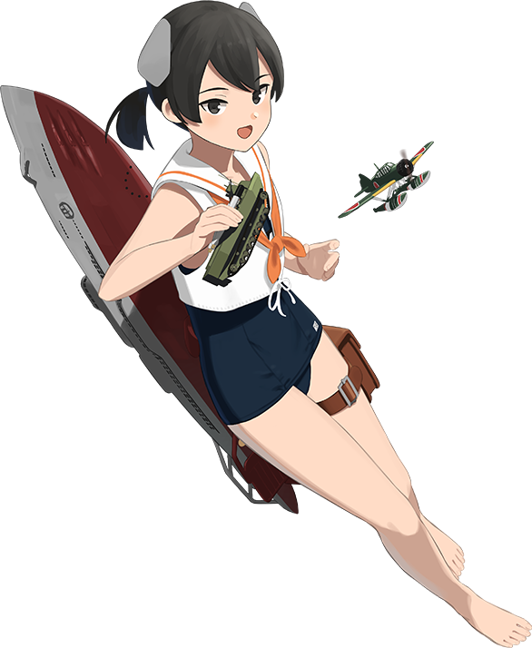 1girl, black_eyes, black_hair, blue_one-piece_swimsuit, full_body, hair_ornament, i-41_(kancolle), kantai_collection