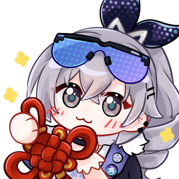1girl, :3, blue_bow, blush, bow, chinese_knot, closed_mouth, drill_hair