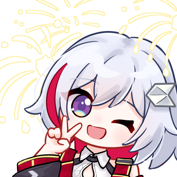 1girl, colored_inner_hair, fireworks, honkai:_star_rail, honkai_(series), looking_at_viewer, multicolored_hair, one_eye_closed