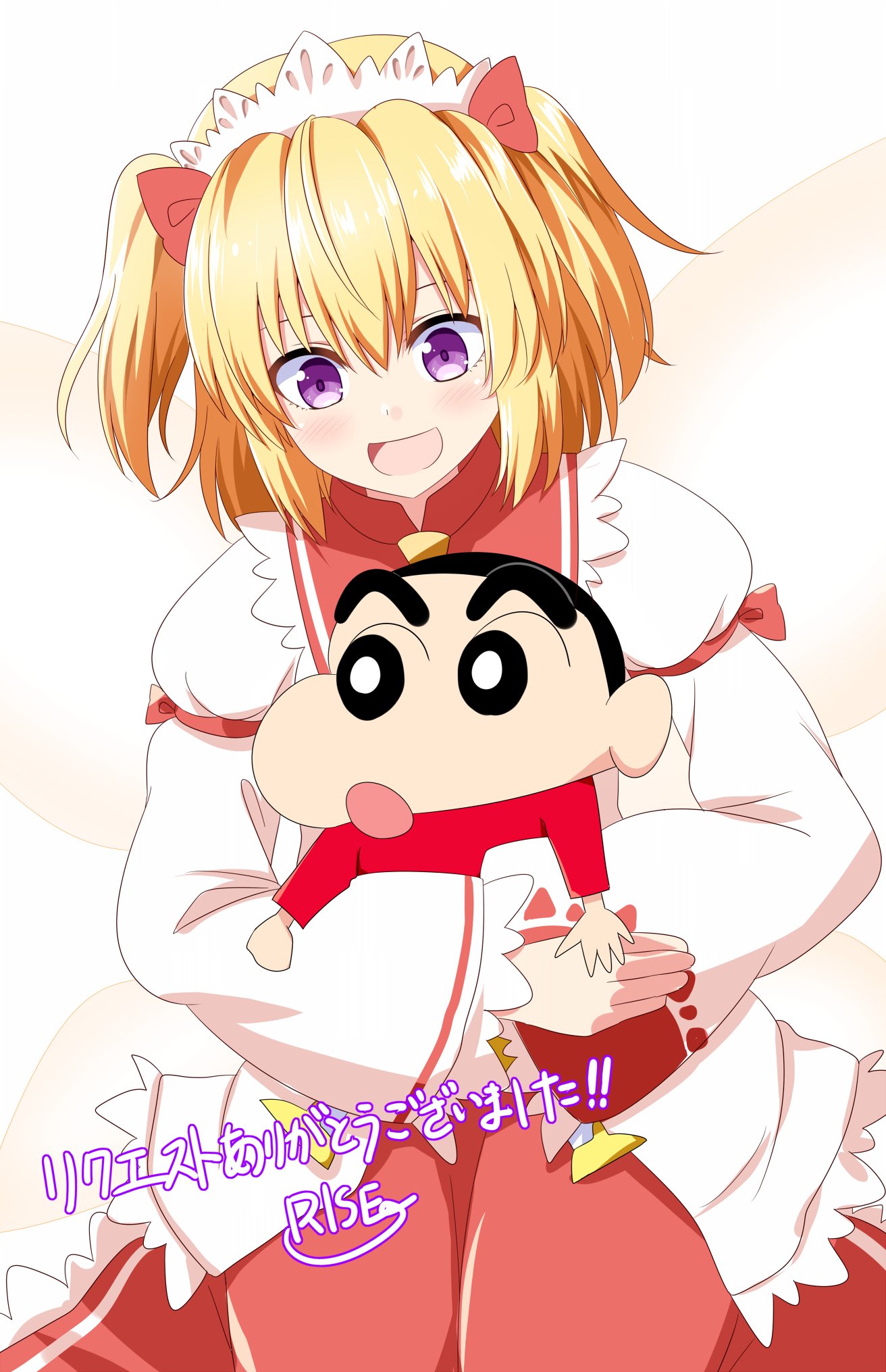 1boy, 1girl, :d, :o, anime_coloring, artist_name, black_hair, blonde_hair