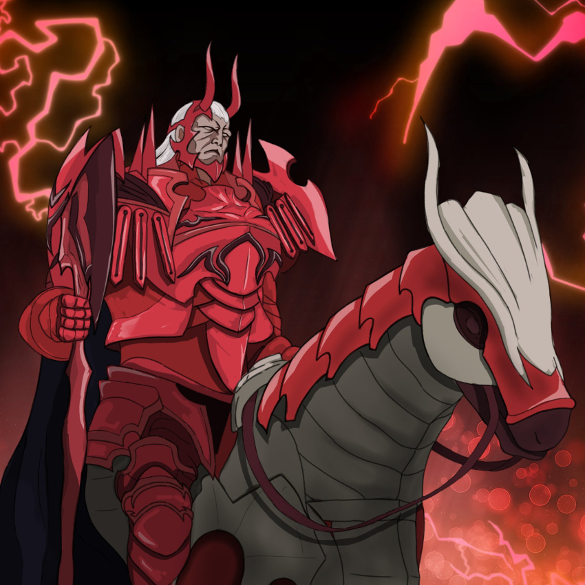 1boy, armor, axe, barding, battle_axe, fake_horns, fire_emblem, fire_emblem_awakening