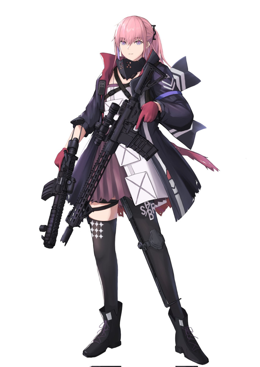 ar-15, black_jacket, braid, citrus7763, girls_frontline, gloves, gun, highres