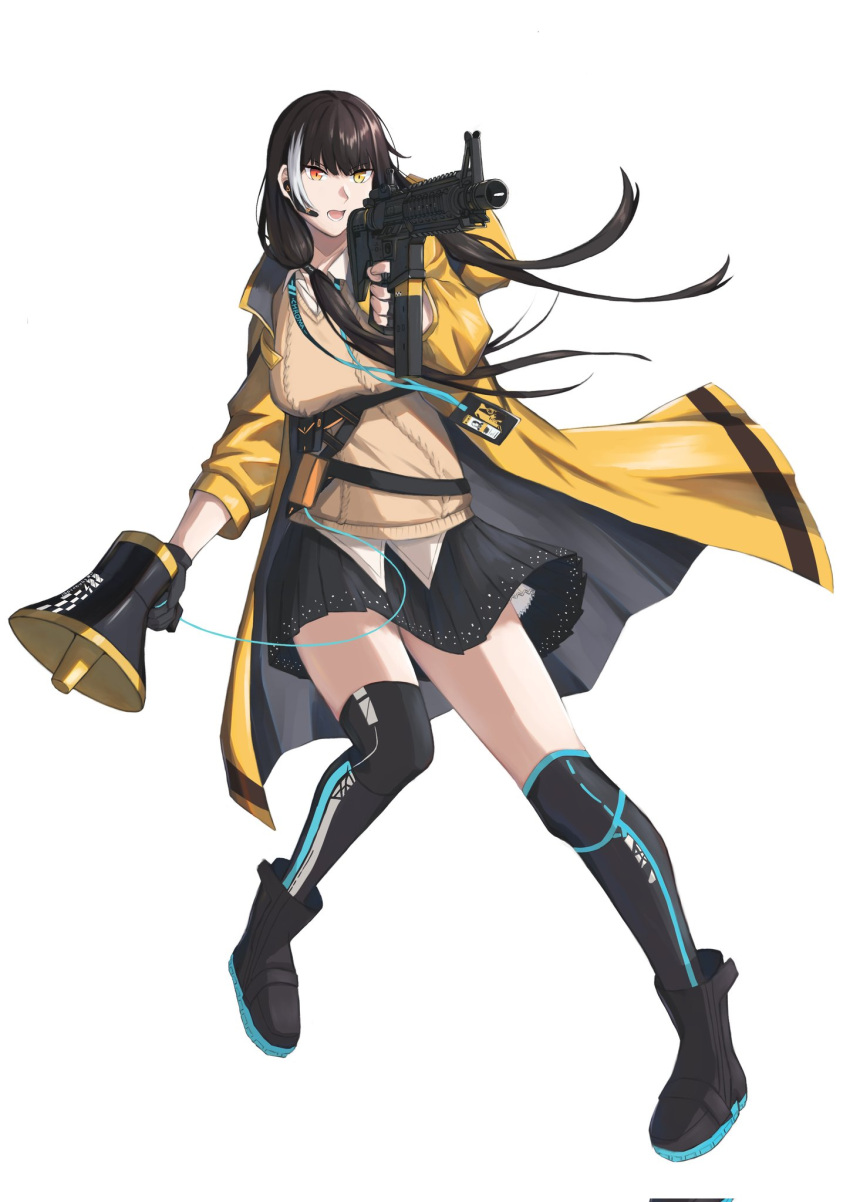 black_gloves, black_hair, citrus7763, colt_9mm_smg, girls_frontline, gloves, highres, instrument