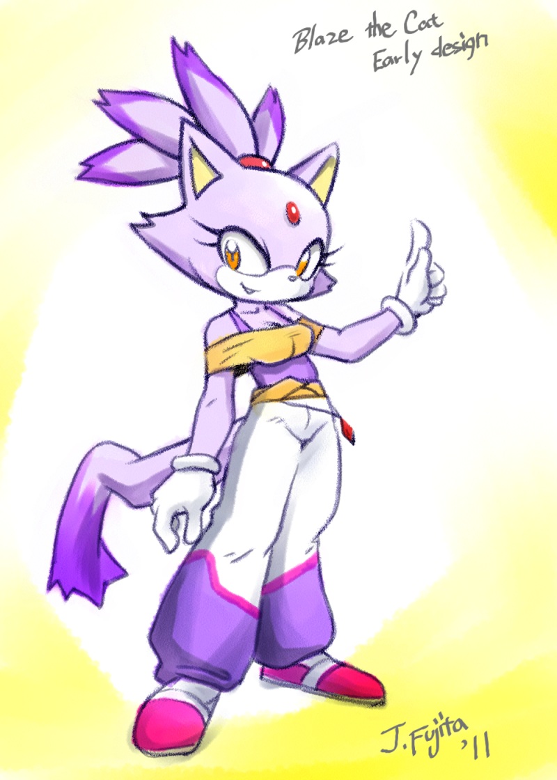 1girl, animal_ears, baggy_pants, blaze_the_cat, cat_ears, cat_girl, cat_tail, forehead_jewel