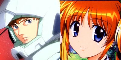 amuro_ray, crossover, father_and_daughter, gundam, mahou_shoujo_lyrical_nanoha, takamachi_nanoha, white_devil