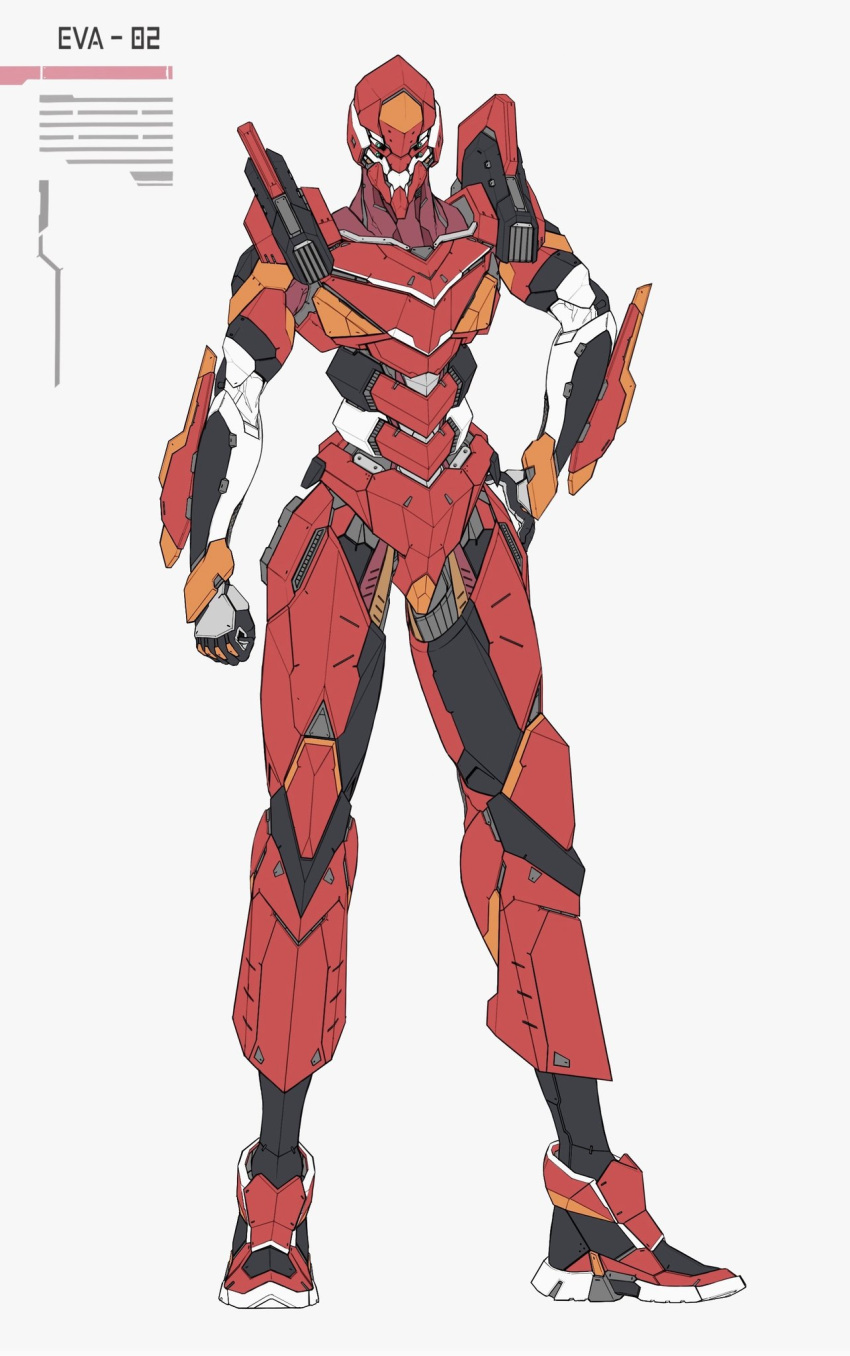 arm_at_side, armor, character_name, clenched_hand, commentary_request, ctpt9r, eva_02, evangelion_(mecha)