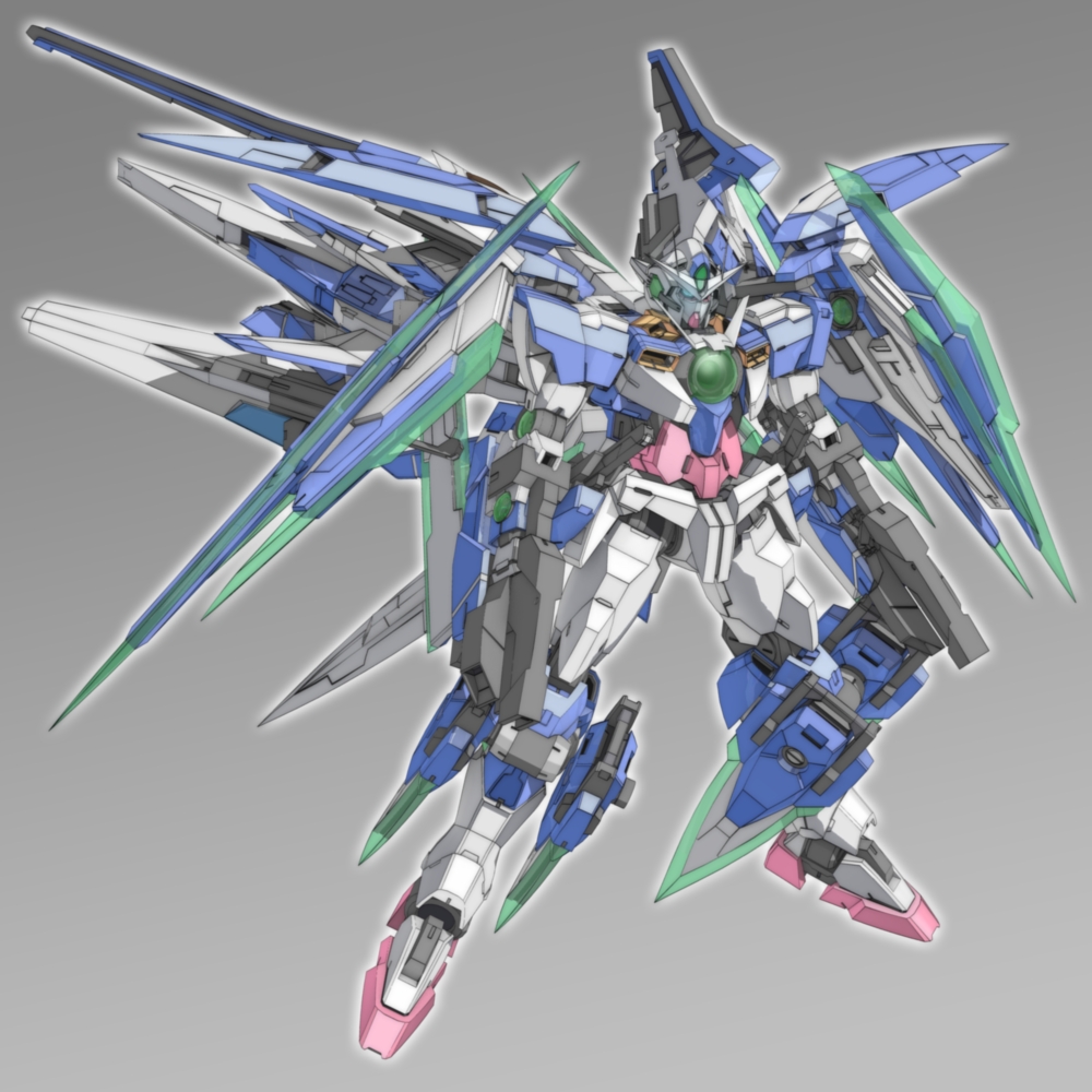 gradient, gradient_background, gundam, gundam_00, gundam_00_a_wakening_of_the_trailblazer, mecha, no_humans, sword