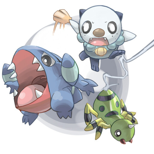 gible, iyoda_mato, no_humans, o_o, oshawott, pokemon, pokemon_(creature), shell