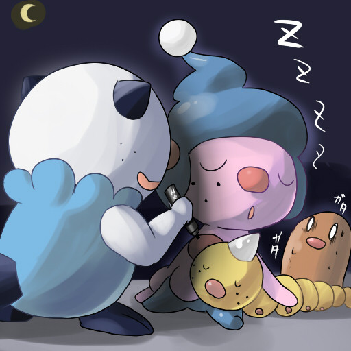 crescent_moon, diglett, freckles, grin, iyoda_mato, marker, mime_jr., moon