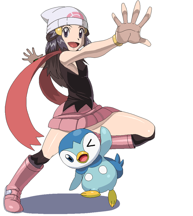 1girl, blue_eyes, blue_hair, censored, convenient_censoring, hat, hikari_(pokemon), piplup