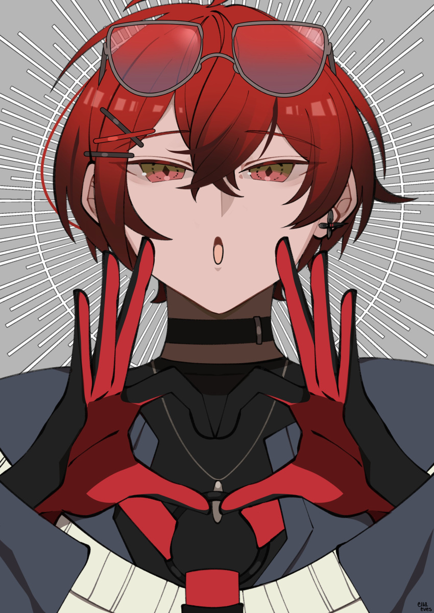 1boy, absurdres, black_choker, black_gloves, black_hair, choker, diamond-shaped_pupils, diamond_(shape)