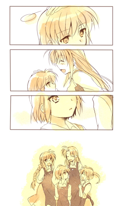 good_end, mahou_shoujo_lyrical_nanoha, mahou_shoujo_lyrical_nanoha_a's, mahou_shoujo_lyrical_nanoha_a's_portable:_the_battle_of_aces, mahou_shoujo_lyrical_nanoha_a's, mahou_shoujo_lyrical_nanoha_a's_portable:_the_battle_of_aces, material-s, silent_comic, takamachi_miyuki, takamachi_momoko, takamachi_nanoha, takana