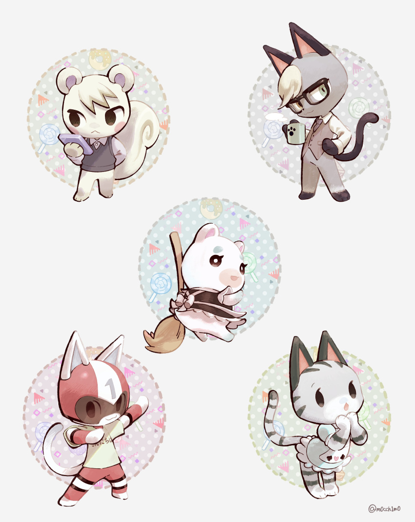 absurdres, animal_crossing, animal_focus, border, flurry_(animal_crossing), full_body, hand_on_own_hip, hands_on_own_face