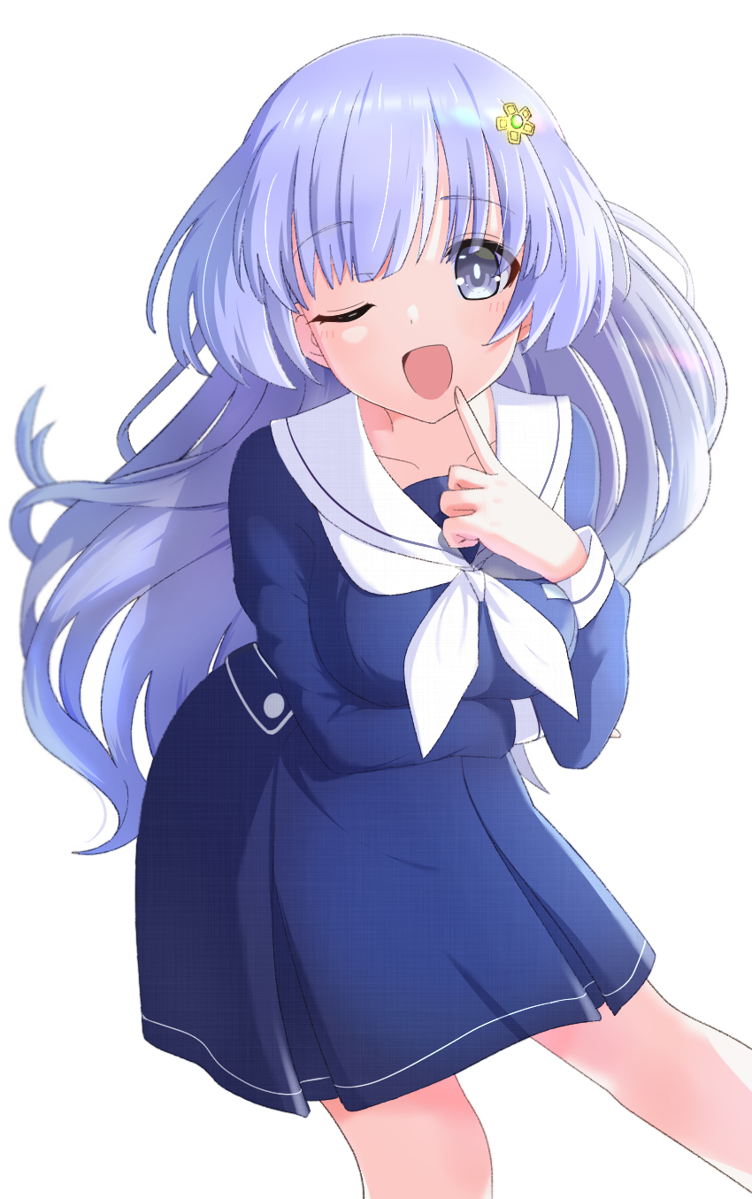 1girl, blue_dress, blue_hair, blue_serafuku, breasts, collarbone, date_a_live, dress