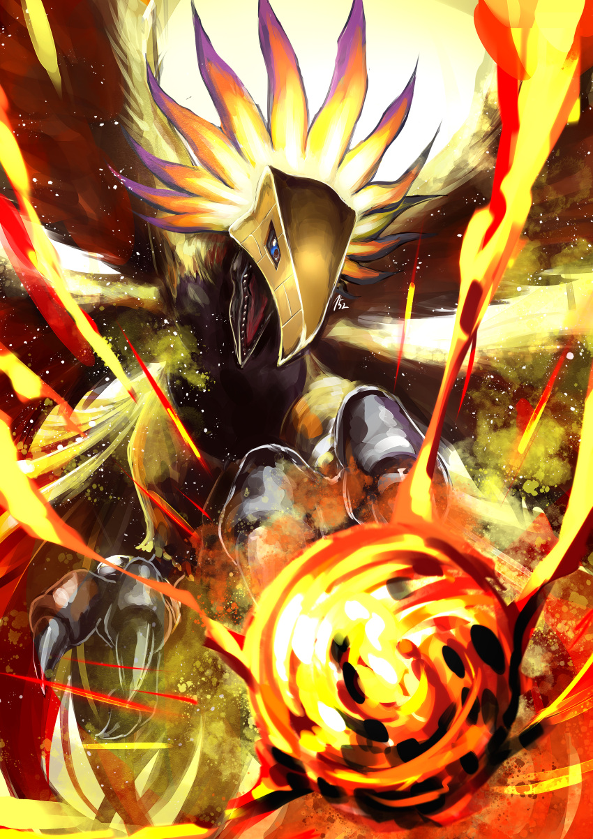 152_in_can, absurdres, beak, bird, blue_eyes, commentary_request, digimon, digimon_(creature)
