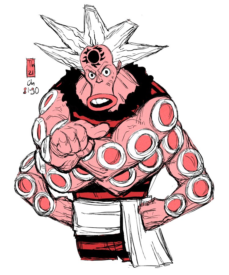 1boy, colored_skin, cropped_legs, extra_arms, fish_boy, forehead_tattoo, frown, hatchan