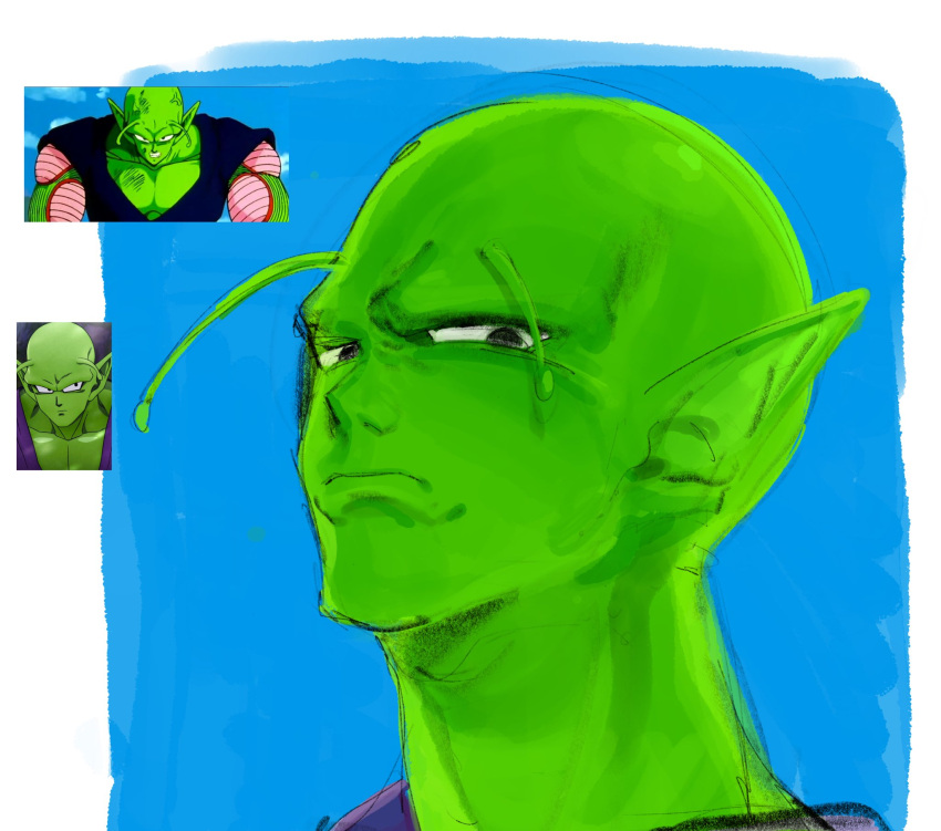 1boy, alien, antennae, bald, biceps, colored_skin, dougi, dragon_ball