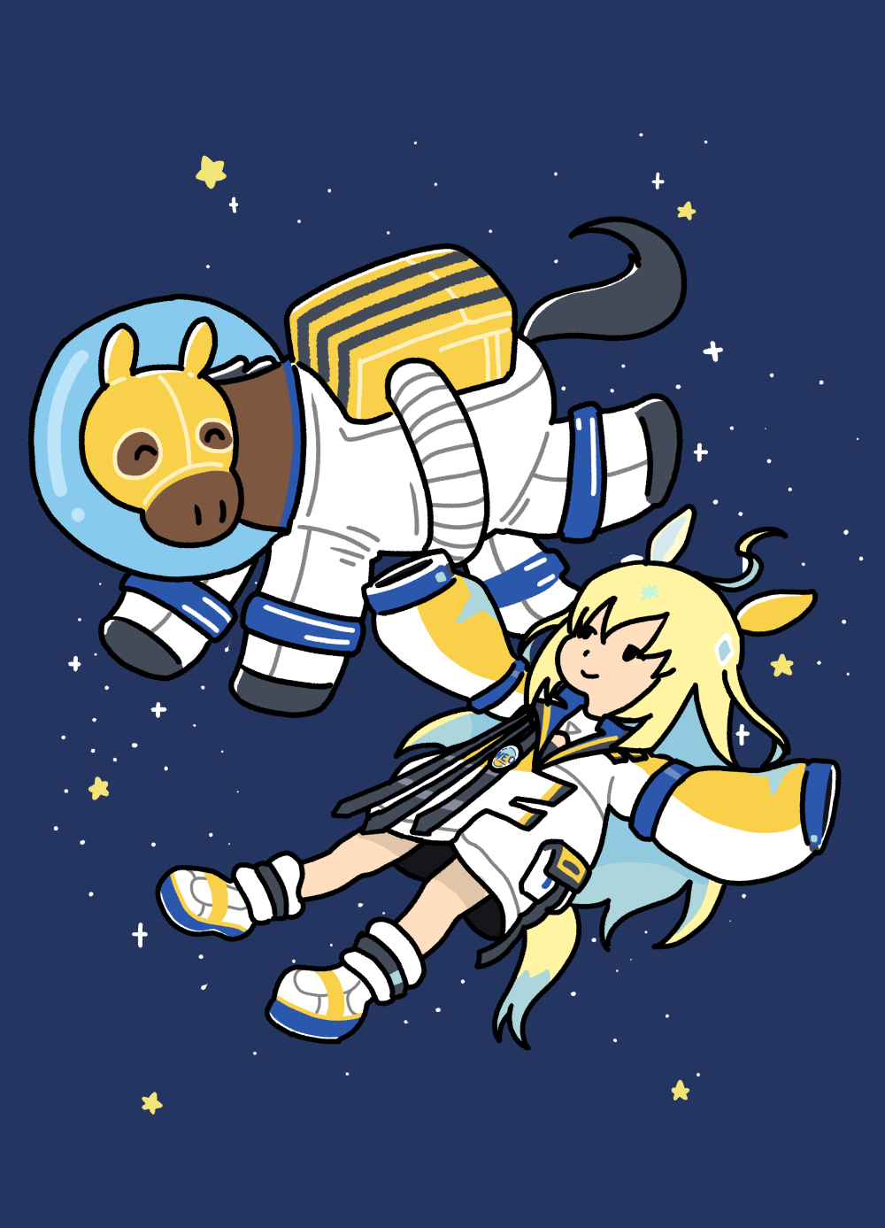 1girl, ^_^, ahoge, animal_ears, blonde_hair, blue_hair, closed_eyes, closed_jacket
