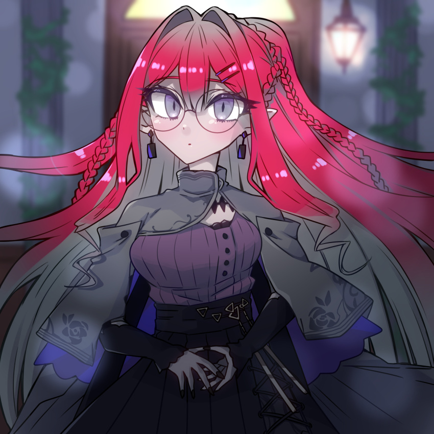 1girl, :o, amatsuba8586, baobhan_sith_(fate), baobhan_sith_(swimsuit_pretender)_(fate), baobhan_sith_(swimsuit_pretender)_(second_ascension)_(fate), black_nails, black_skirt
