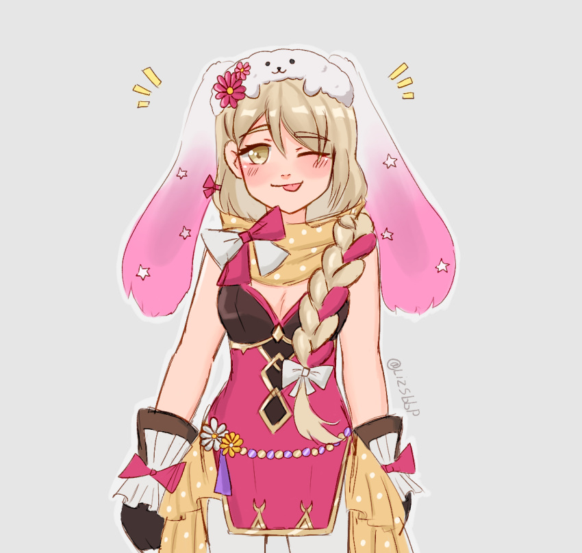 animal_hat, braid, braided_ponytail, brown_gloves, fire_emblem, fire_emblem_engage, fire_emblem_heroes, framme_(fire_emblem)