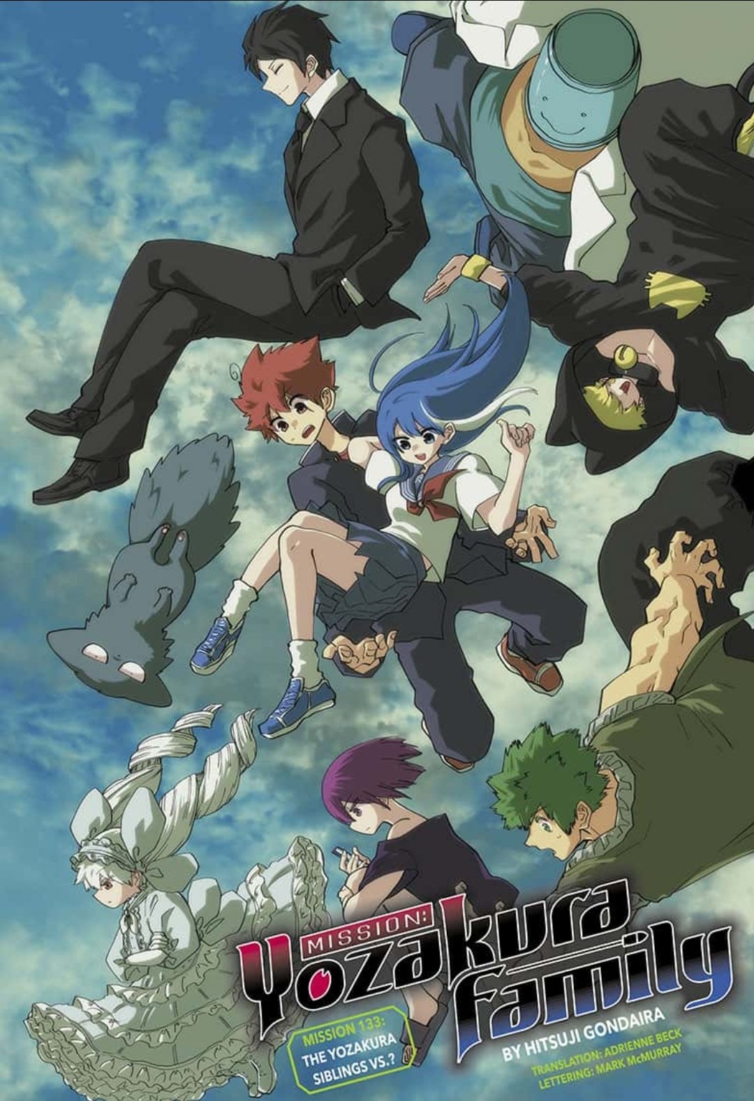 animal, animal_hood, asano_taiyo, black_hair, black_suit, blonde_hair, blue_hair, bucket_hat