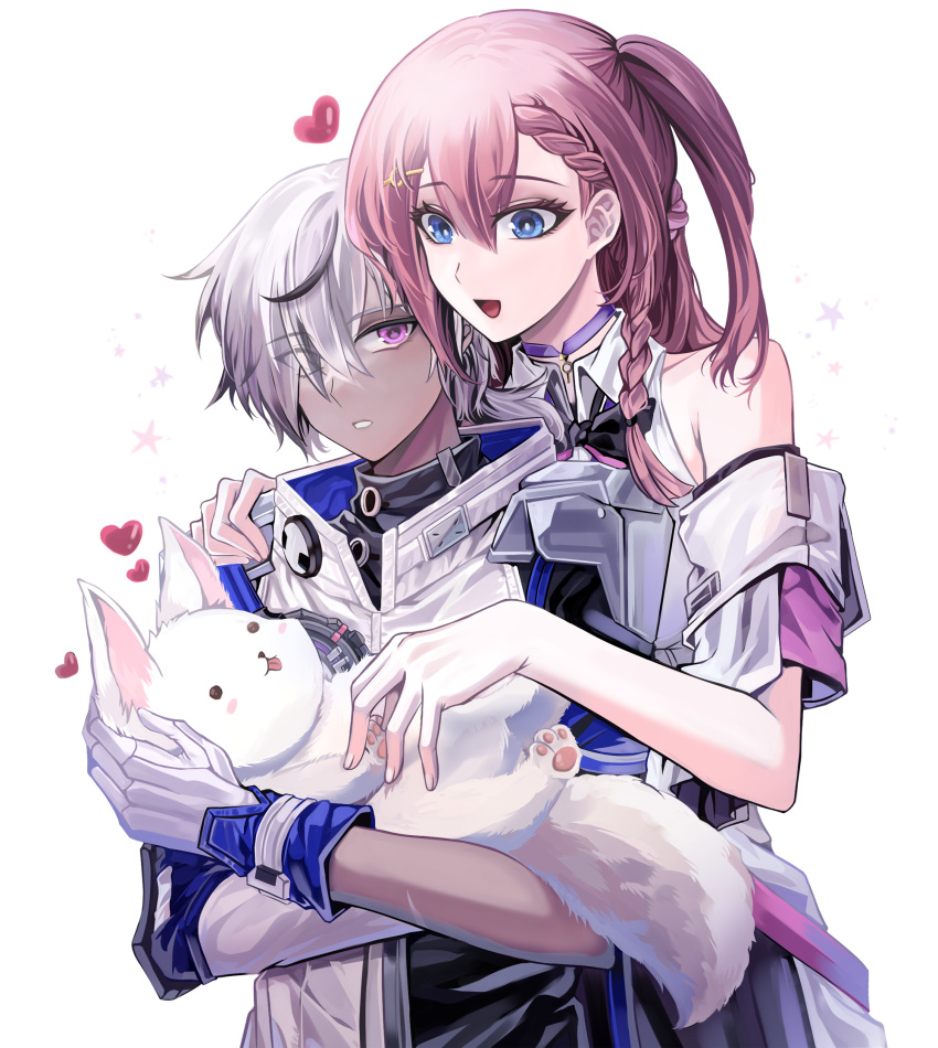 1boy, 1girl, arlan_(honkai:_star_rail), armpits, asta_(honkai:_star_rail), bbing, blue_eyes, braid