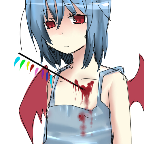 bat_wings, blood, blue_hair, collarbone, heart, kona_sleipner, kona_sleipnir, lowres