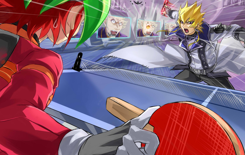 ball, biker_clothes, blonde_hair, bodysuit, coat, commentary_request, earrings, feimao_(angelcat)