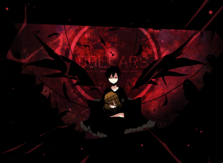 brown_hair, crown, durarara!!, glowing, glowing_eyes, kona_sleipnir, orihara_izaya, red_eyes