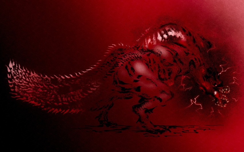 absurdres, aura, crackling_energy, deadpool_yuchan, deviljho, digitigrade, dinosaur, dinosaur_tail